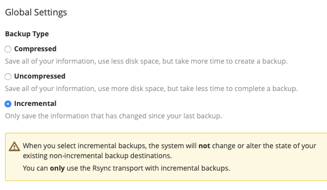 choose if you want your backup to be compressed