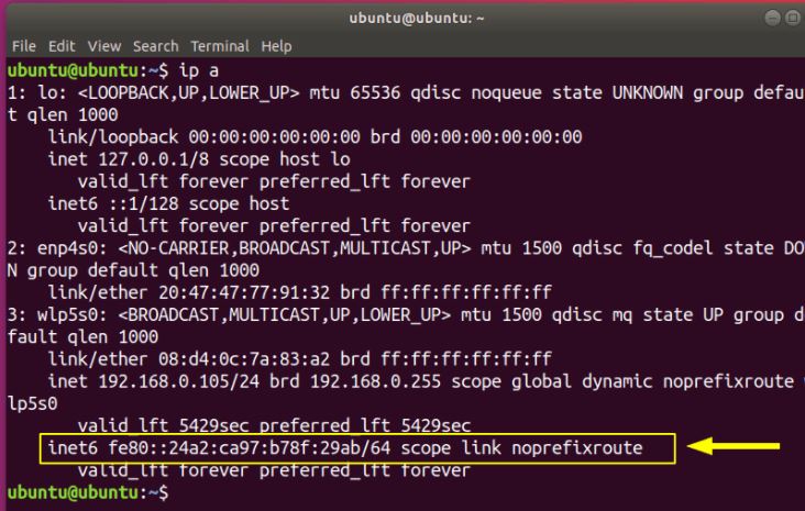 Ubuntu IPv6 address is enabled