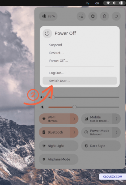 Switch user in Ubuntu using GUI, step 2