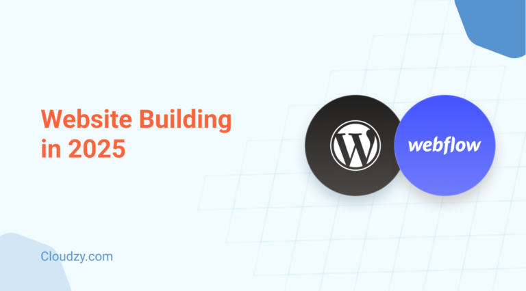 Nahaufnahme eines Computerbildschirms mit einer Website-Designoberfläche, die moderne Website-Erstellungsplattformen wie Webflow und WordPress darstellt.