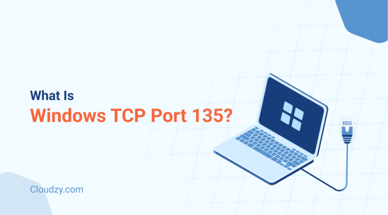 vector image representing TCP Port 135 and a lock to show security.