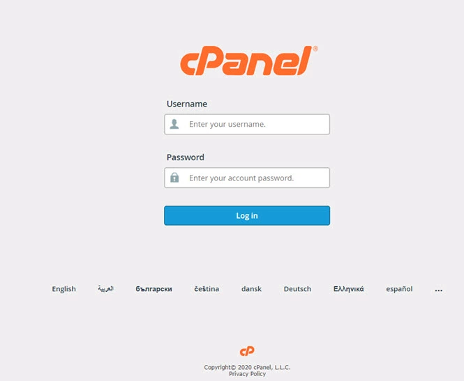 you will see cpanel page
