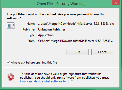 click run for hmailserver