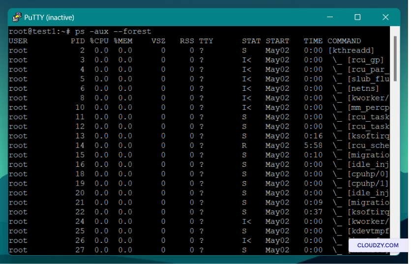 parent-child relationship of Linux processes