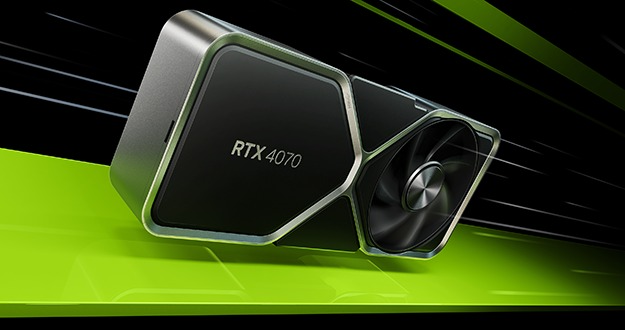 Image of the GeForce RTX 4070 with green graphics.