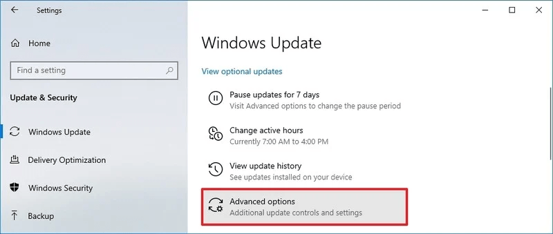 [Screenshot of Windows Update Settings]