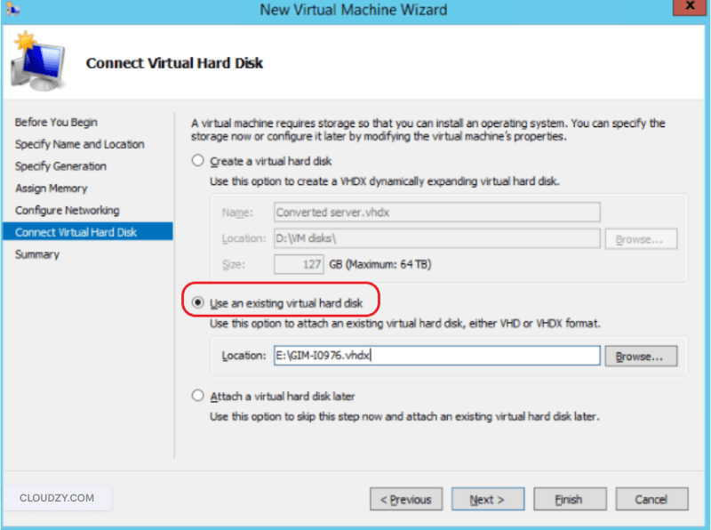 connect virtual hard disk