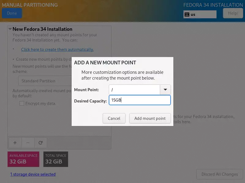 create the root partition