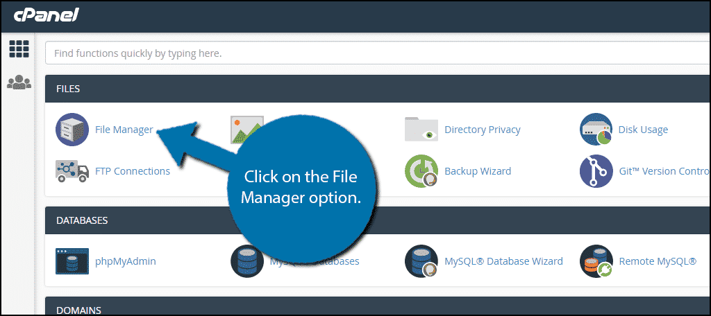 open cpanel file manager