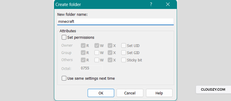 Naming the folder in Winscp