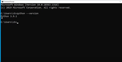 Command Prompt-Checking Python Installation