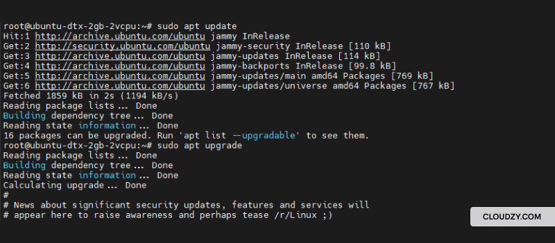 ubuntu 20.04 update and upgrade command