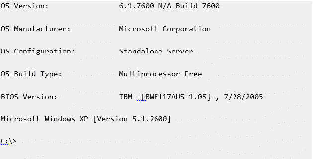 find os version with command line in windows server